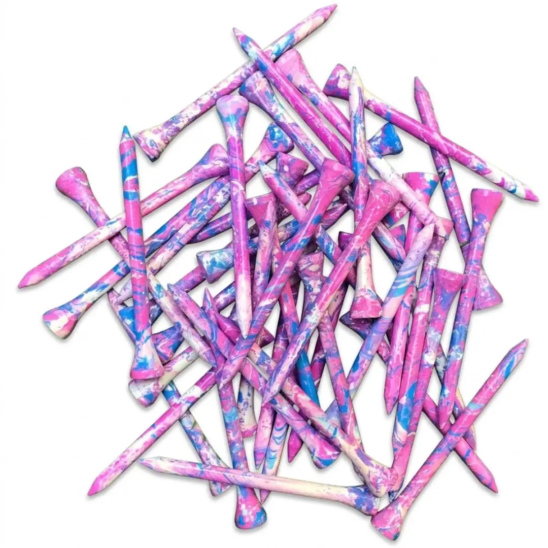 Roze blauwe houten golf tees 50 stuks