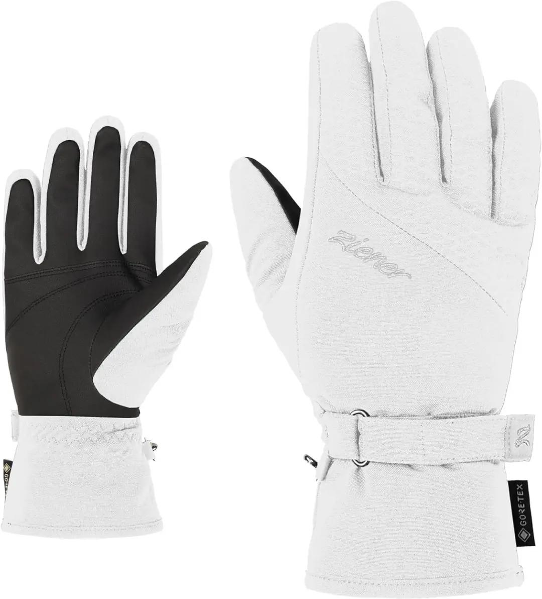 Ziener Klaire Dames Skiwanten Gore-Tex Warm Wit Fog Maat 6