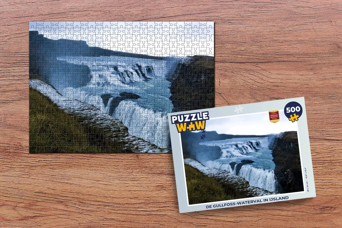 PuzzleWow De Gullfoss Waterval IJsland Legpuzzel 500 Stuks - Multicolor