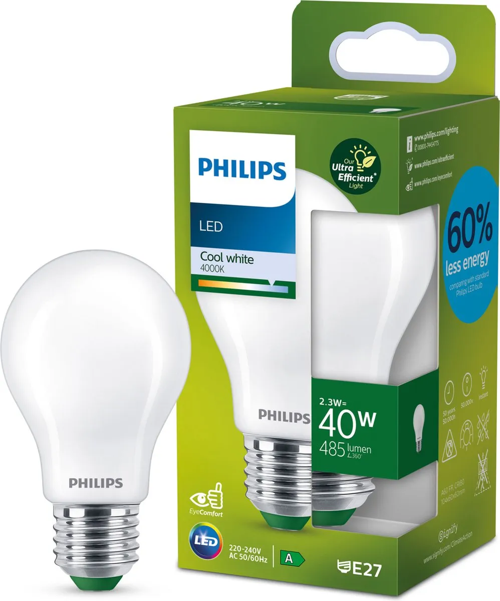 Philips Ultra Efficient LED Lamp Mat 2.3W E27