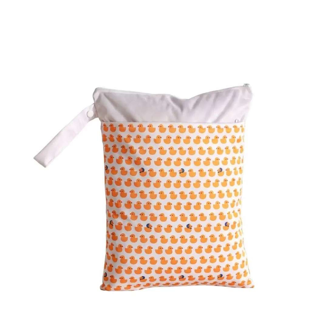 Oranje witte zwemtas met eendjes print