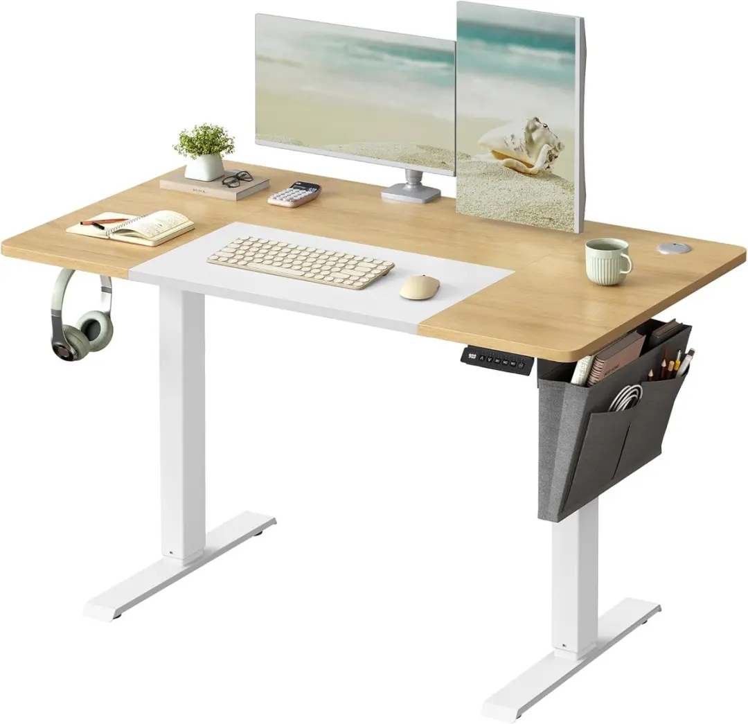 SONGMICS Elektrisch in hoogte verstelbaar bureau, 120 x 60 x (72-120) cm, traplo
