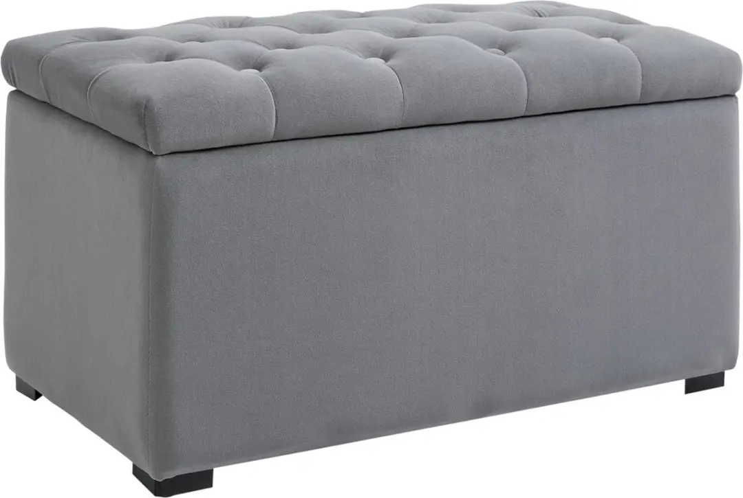 HOMCOM 3-delige bank met opbergruimte 2 x poef bekleding schuimstof grijs 833-16