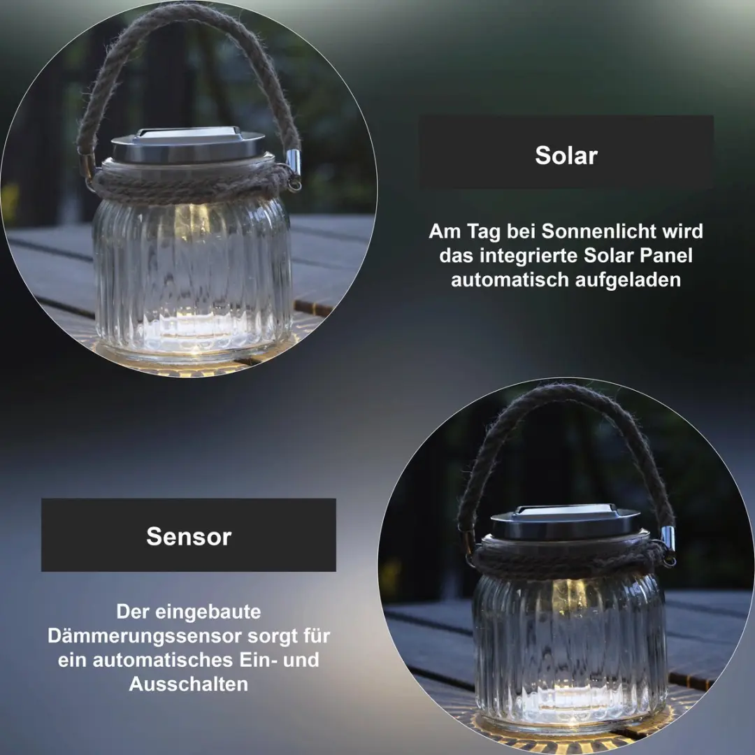 Star Trading Solar Tuinverlichting Jar 12cm - Glas - afbeelding 2 van 6