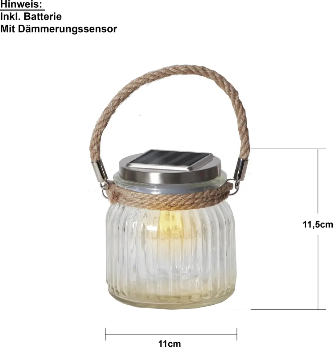 Star Trading Solar Tuinverlichting Jar 12cm - Glas - afbeelding 3 van 6