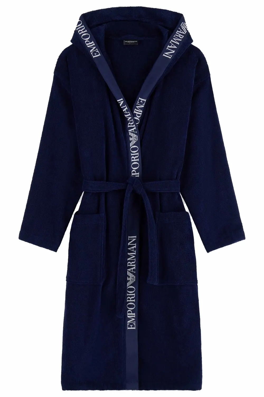 Armani Badjas met capuchon blauw - afbeelding 2 van 3