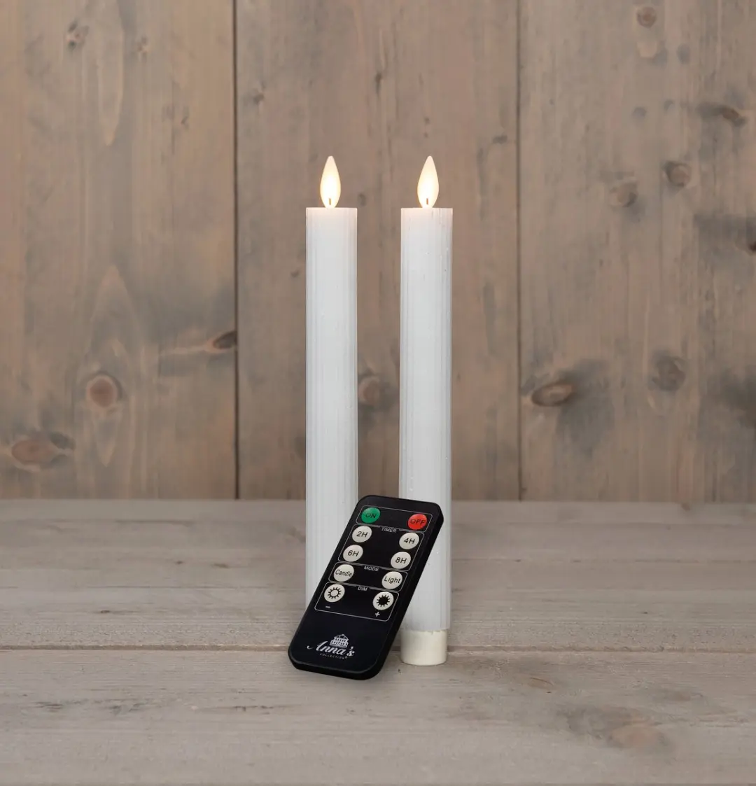 Anna's Collection Dinerkaars Ribbel Wax LED Bewegende Vlam