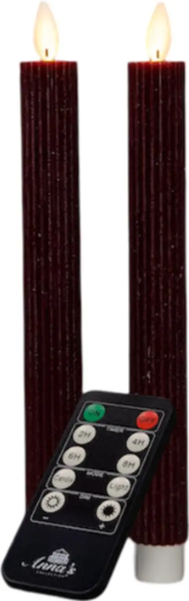 Anna's Collection Dinerkaars Ribbel Wax LED Bewegende Vlam - 2 Stuks Wit - afbeelding 6 van 6