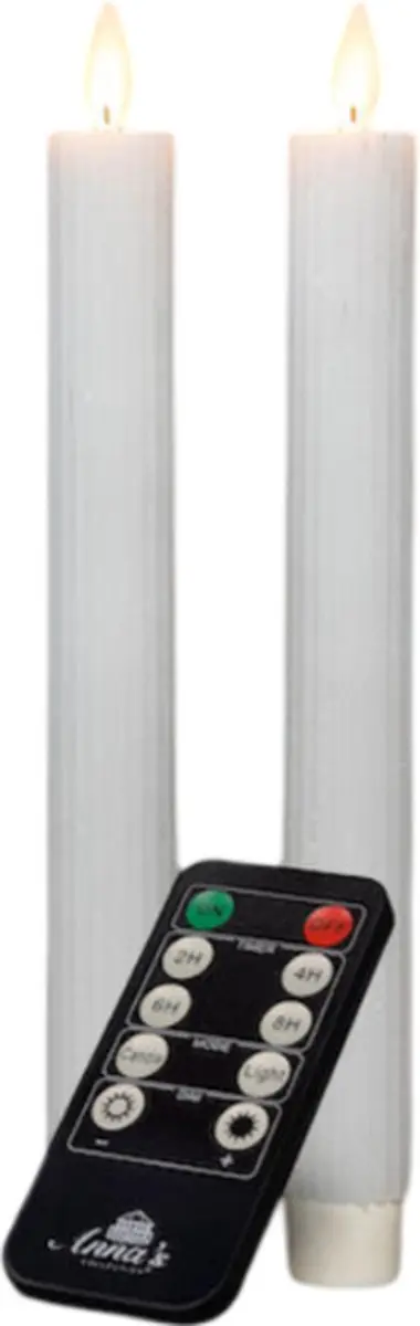 Anna's Collection Dinerkaars Ribbel Wax LED Bewegende Vlam - 2 Stuks Wit - afbeelding 4 van 6
