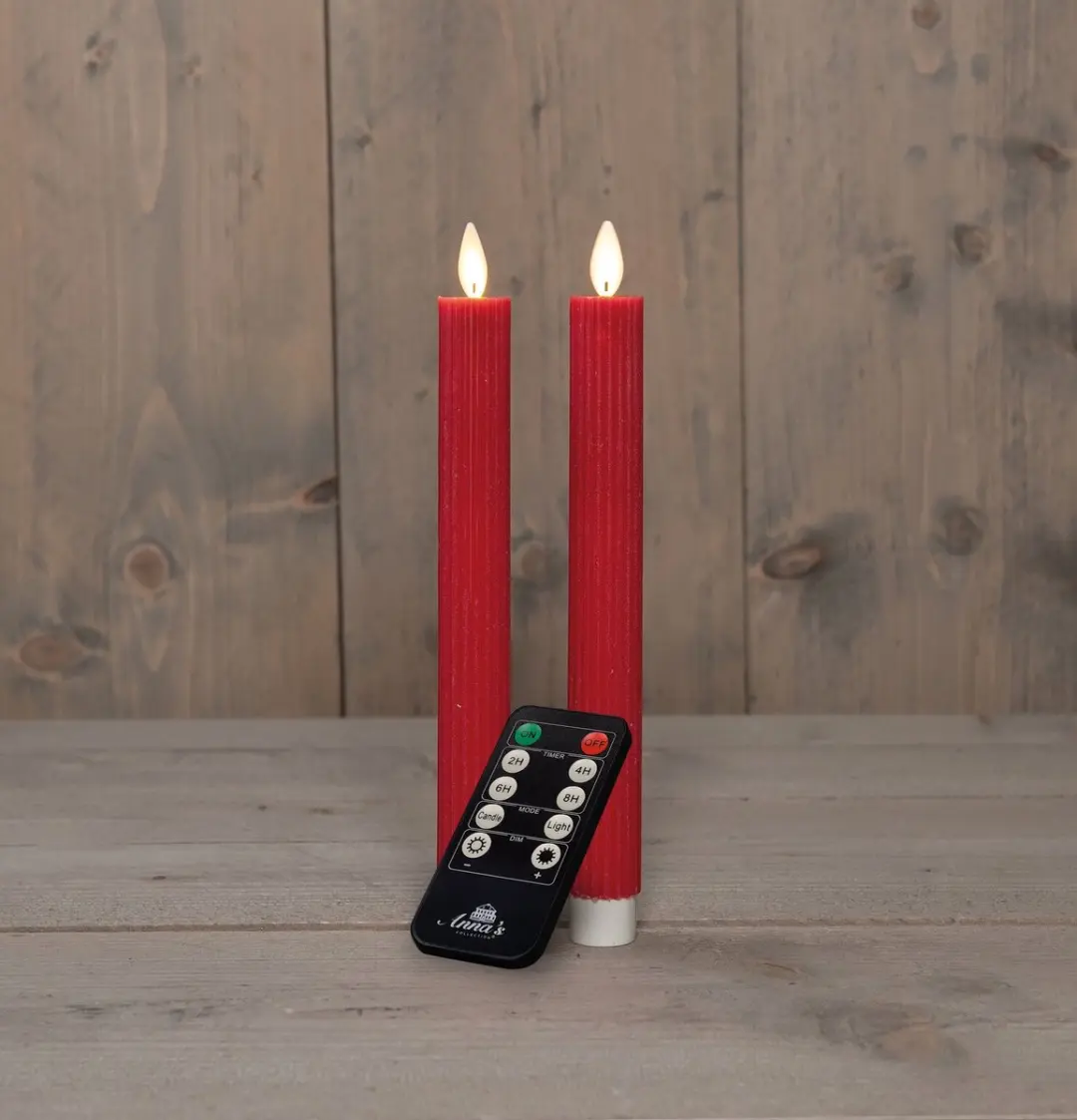 Anna's Collection LED Dinerkaars Flame Effect Rood 23cm