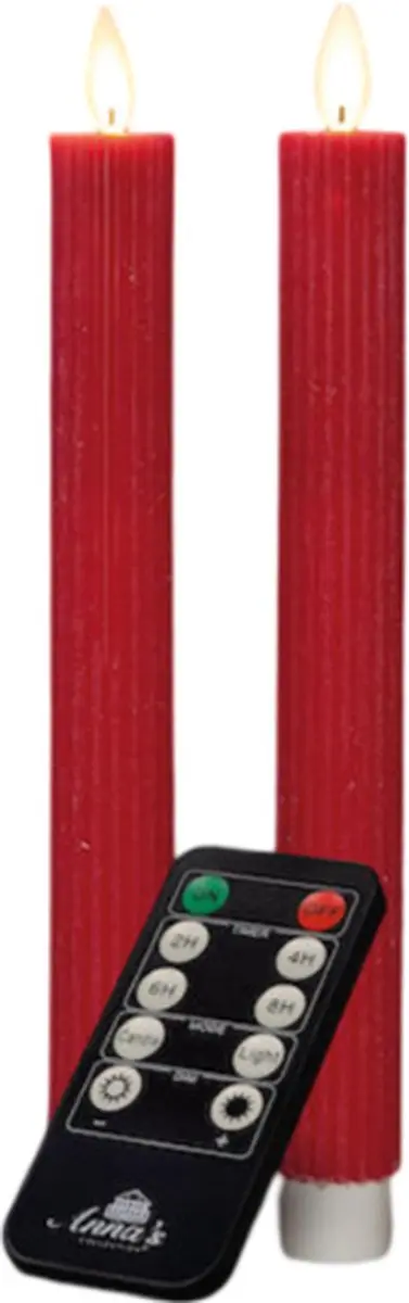 Anna's Collection LED Dinerkaars Flame Effect Rood 23cm - 2 Stuks - afbeelding 2 van 2
