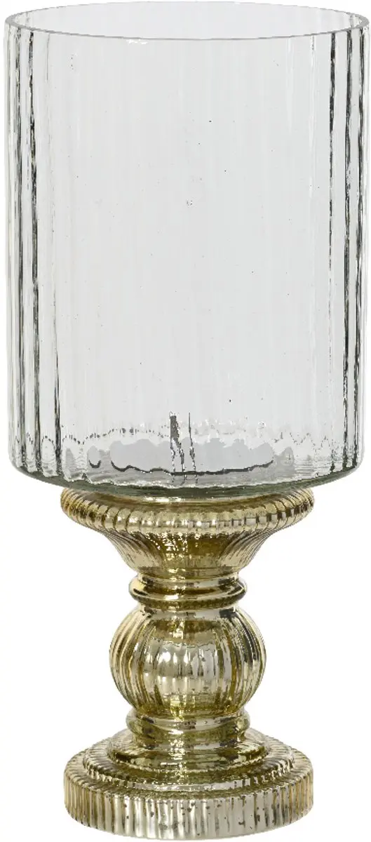 Decoris kandelaar glas deco 15x34cm transparant, goud