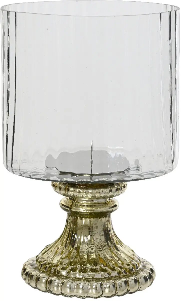 Decoris kandelaar glas deco 15x25cm transparant, goud