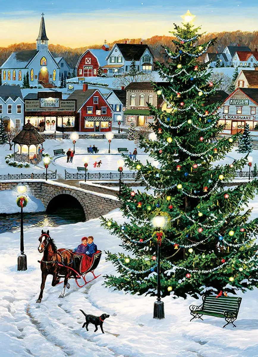 Cobble Hill Village Tree Legpuzzel 500 Stuks - Meerkleurig - afbeelding 2 van 3