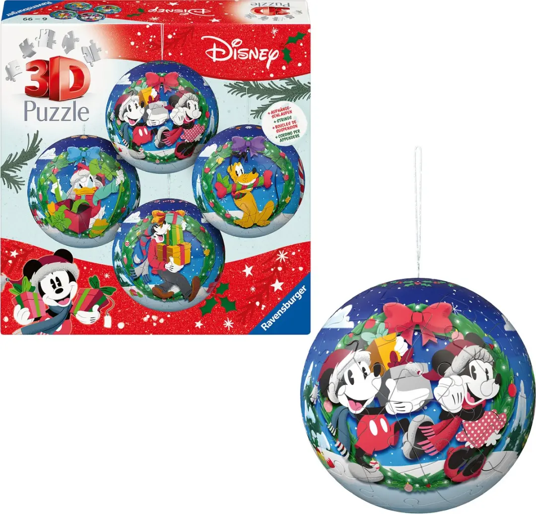 Ravensburger Disney Kerstballen 3D Puzzelset - 4x54 Stuks - afbeelding 5 van 6