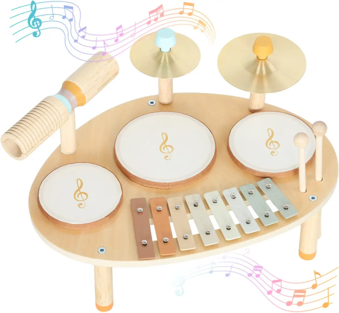 Aiyaplay Kinder Percussie-Instrumentenset-Multiplex, Metaal-39,5L x 28,5B x 23H