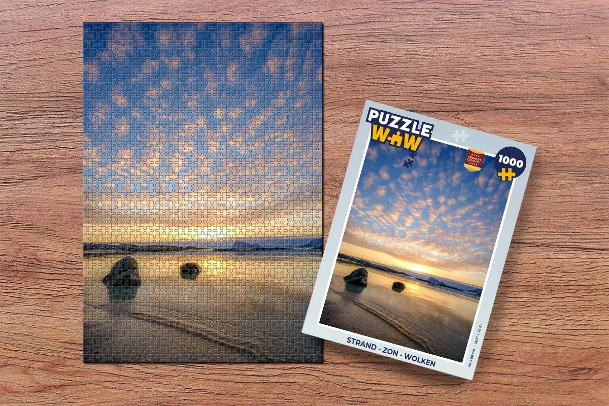 PuzzleWow Legpuzzel 1000 Stuks - Strand & Wolken - Multicolor