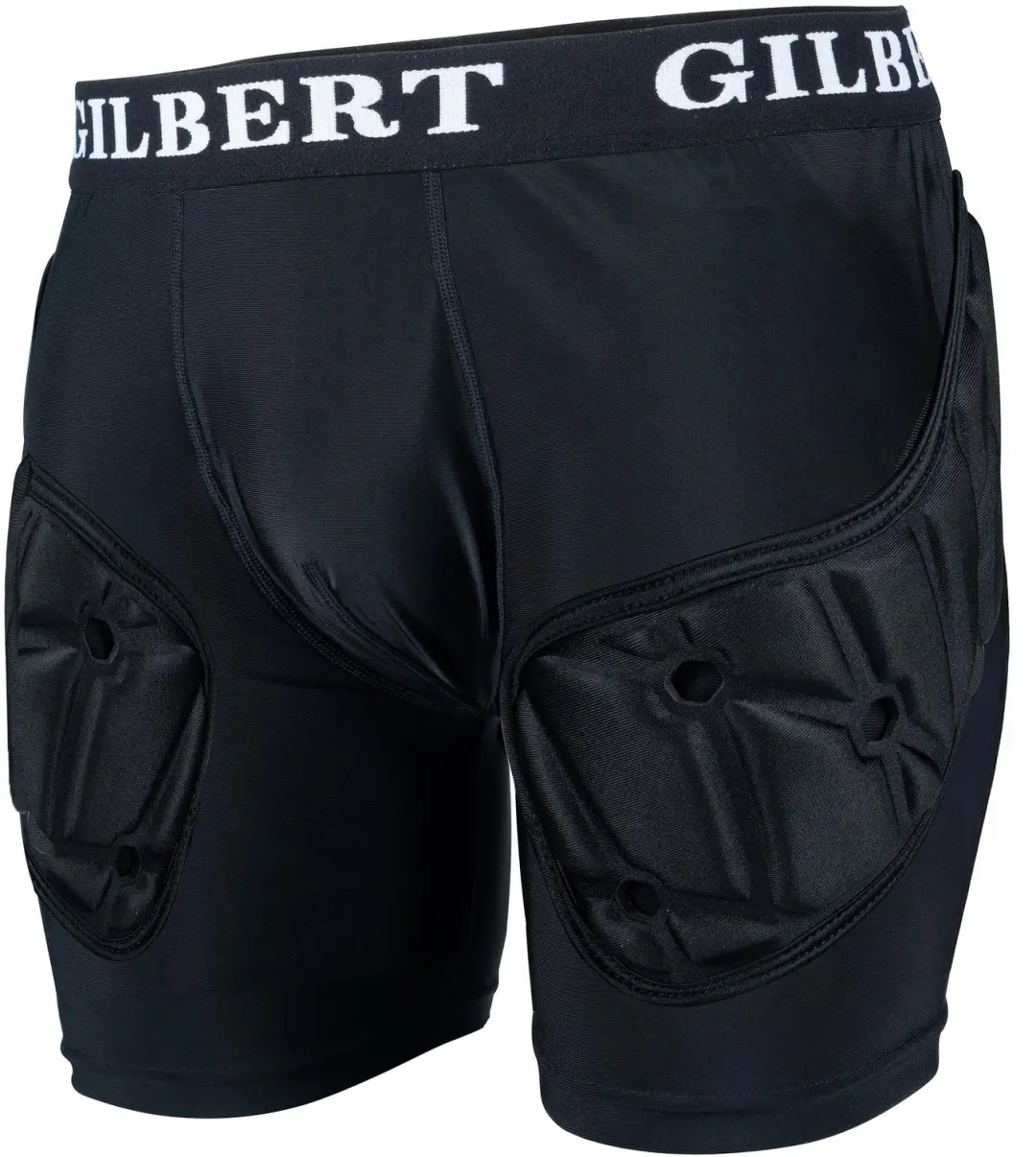 Gilbert beschermende sportbroekje junior zwart rugby bescherming.
