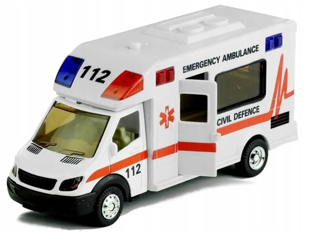 Merkloze Ambulans Speelgoedauto met Geluid en Licht, 1:48
