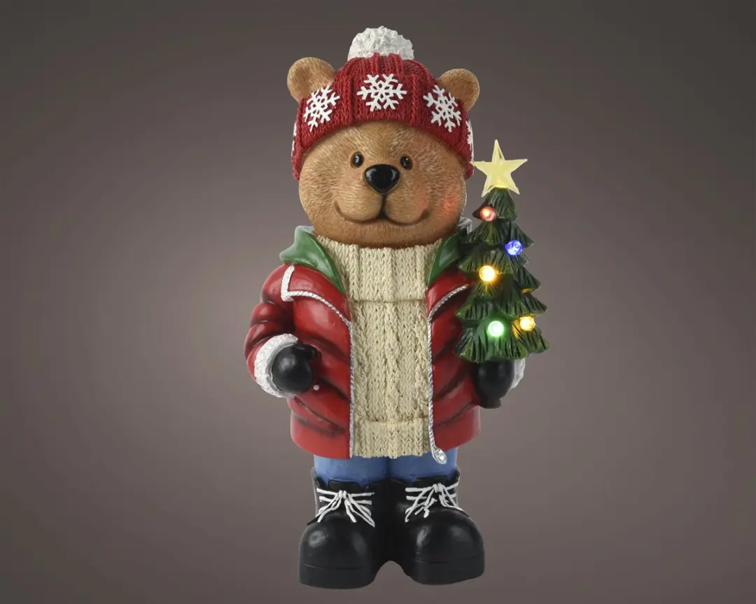 Lumineo LED Kerstbeer 38cm Multicolor