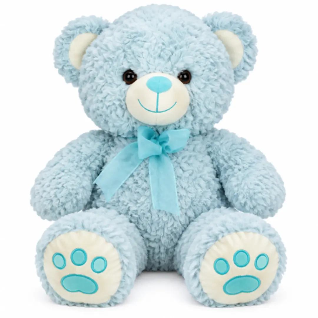 Teddybeer Zittend Lichtblauw met Strik Pluche Knuffel 50 cm