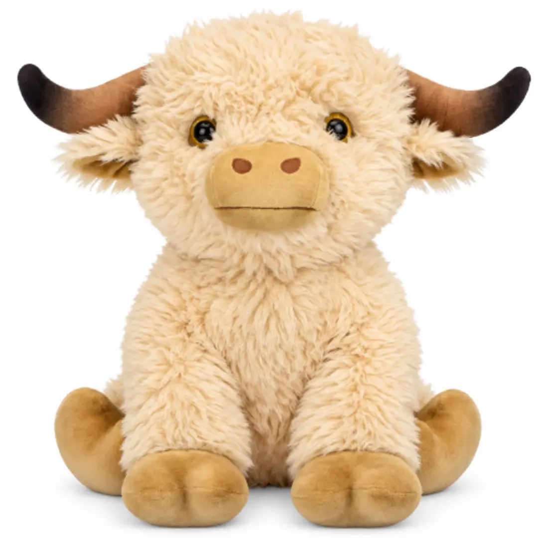 Schotse Hooglander Beige Pluche Knuffel Koe 25 cm