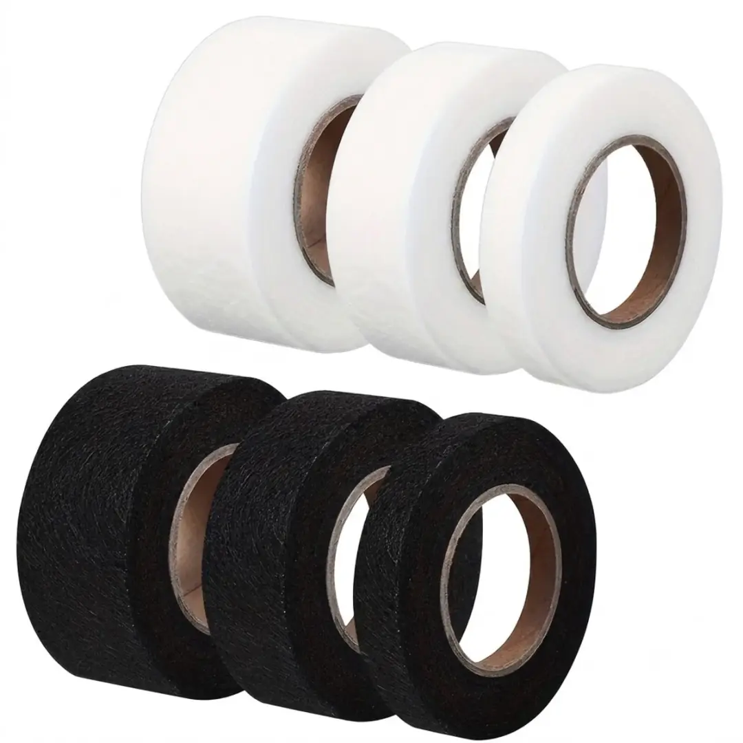 Strijkband set wit zwart 6 rollen strijkbare zoom tape voor kleding reparatie 14