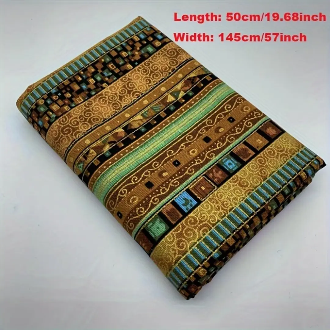 Gele katoenen stof voor naaien 50 x 145 cm etnisch patroon kleurrijke bedrukte q