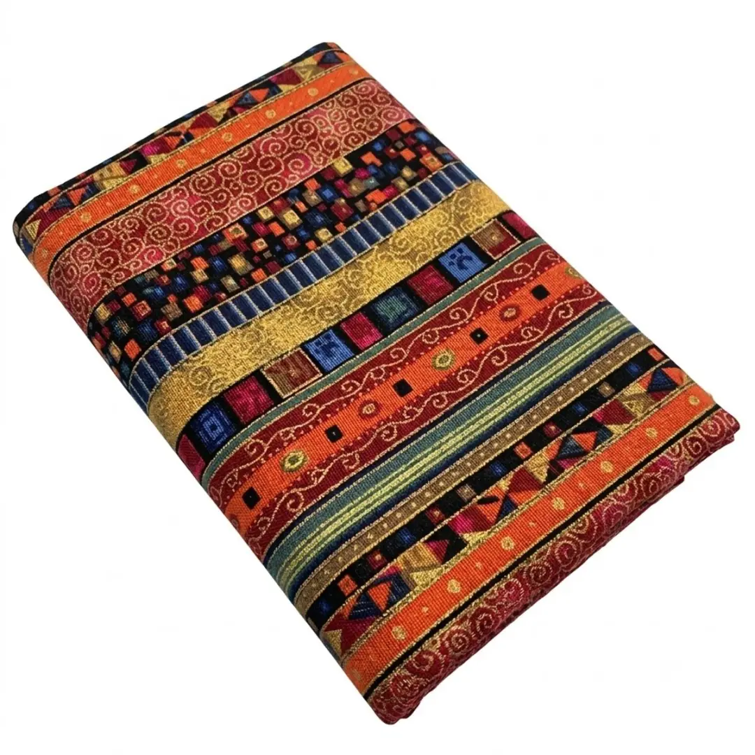 Rode katoenen stof voor naaien 50 x 145 cm etnisch patroon kleurrijke bedrukte q