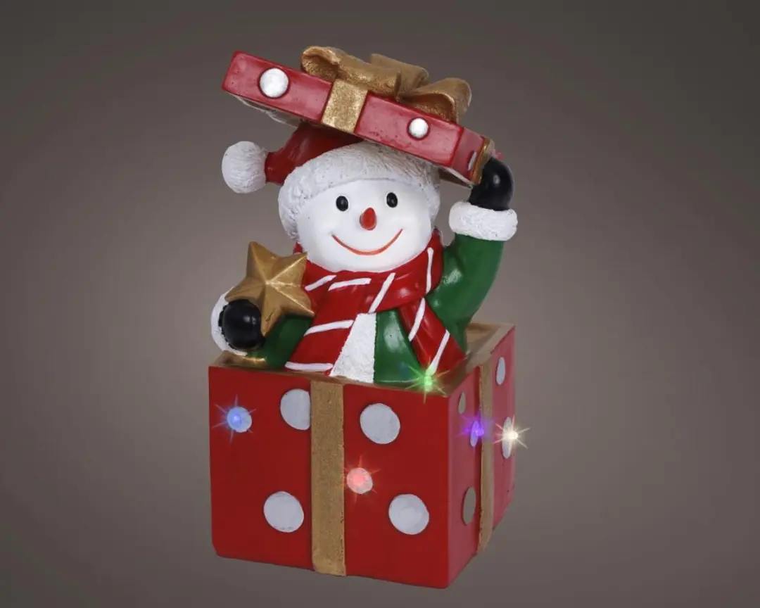 Lumineo LED Kerstfiguur Sneeuwpop Rood 20,5cm