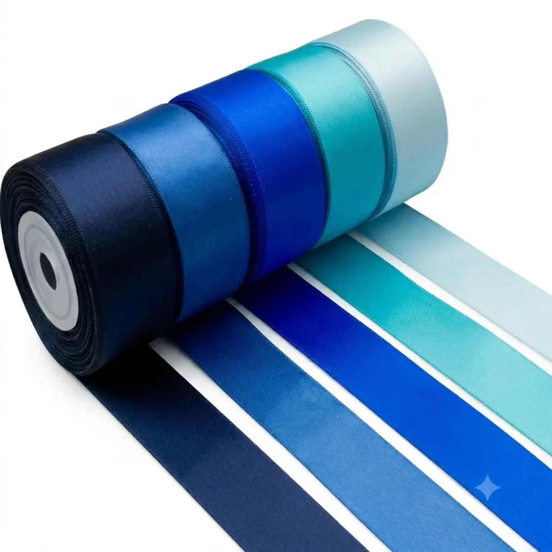 6 Rollen Lint Blauw Lichtblauw en Turquoise