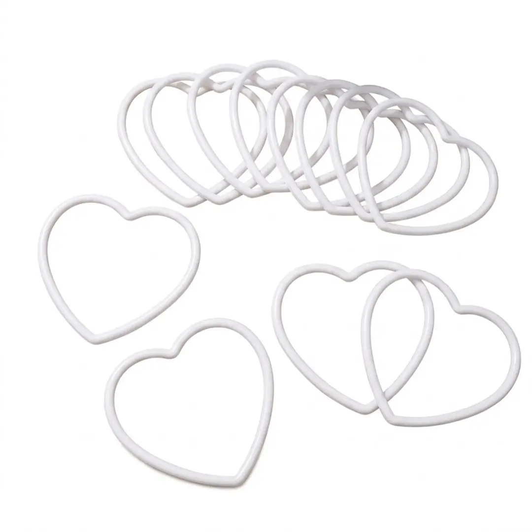 Witte hartvormige macramé ringen 6 stuks hobby basis voorwerp kunststof decorat