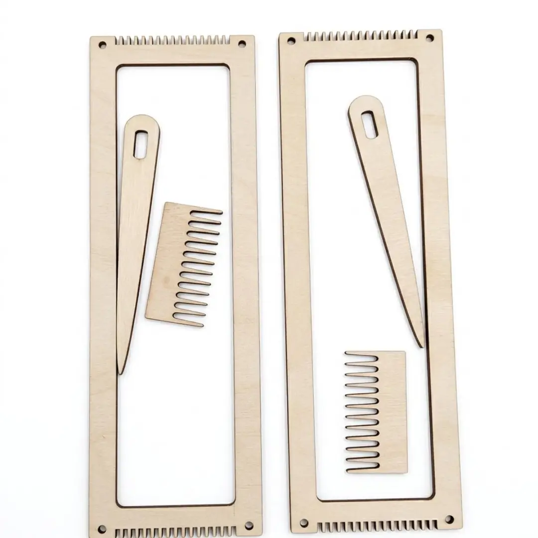 Beige houten weef raam set voor weven