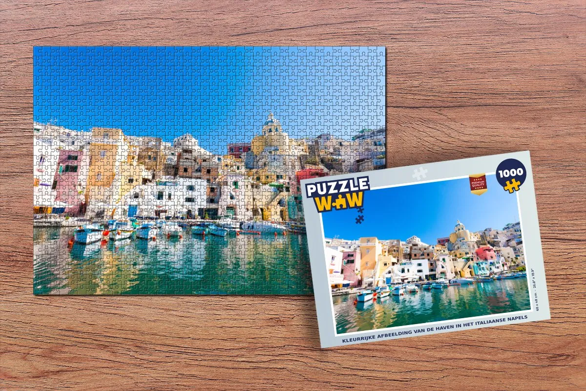 PuzzleWow Boot Haven Italië Legpuzzel 1000 Stuks - Multicolor
