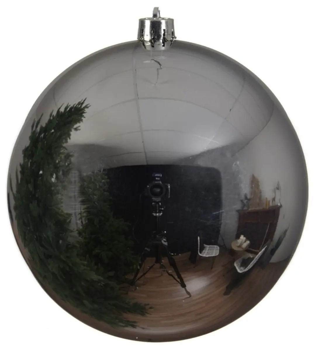 Decoris grote kerstbal - 4x - zilver - glans - kunststof - 14 cm - onbreekbaar - kerstversiering - kerstboomversiering