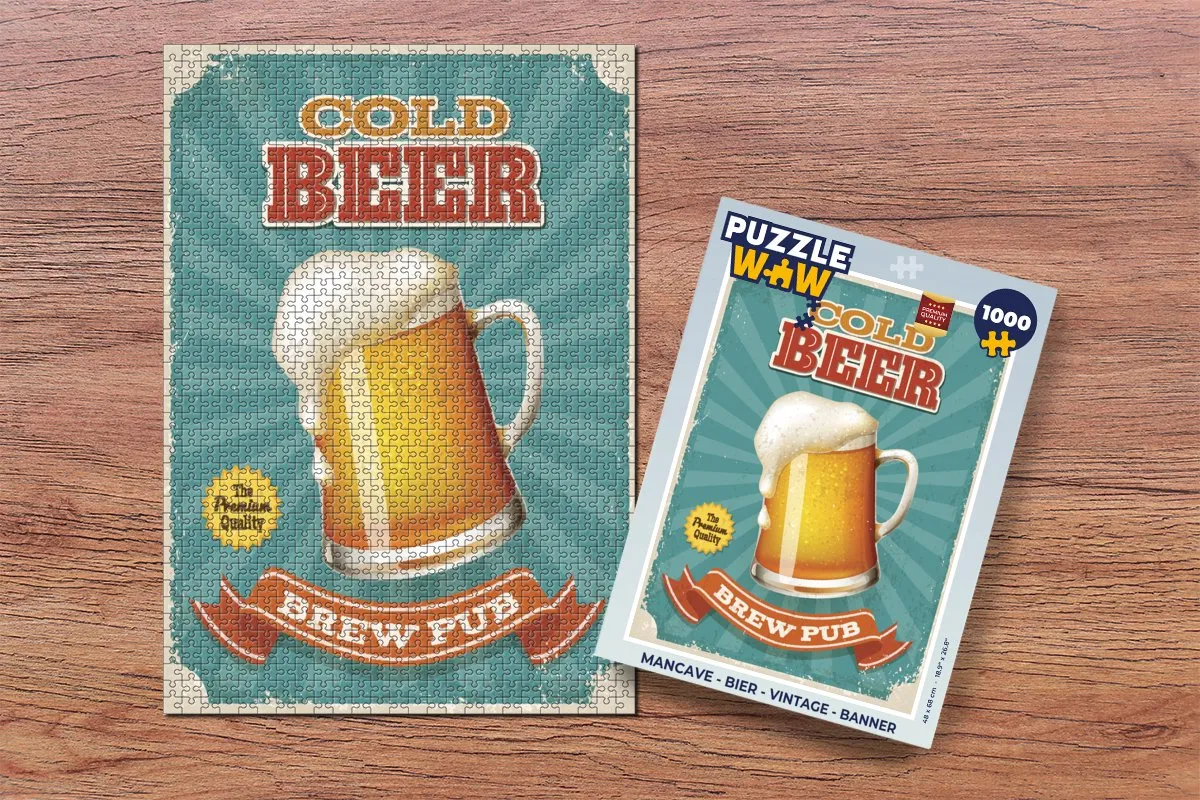 PuzzleWow Mancave Bier Vintage Legpuzzel 1000 Stuks - Multicolor