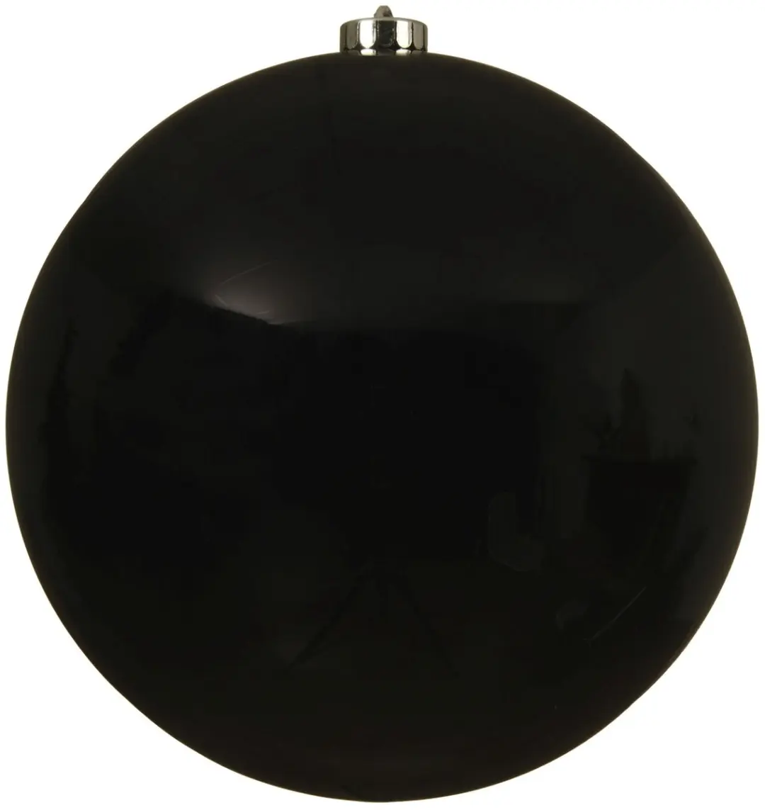 Decoris Kerstbal - zwart - groot - 20 cm - kunststof - glans - kerstversiering