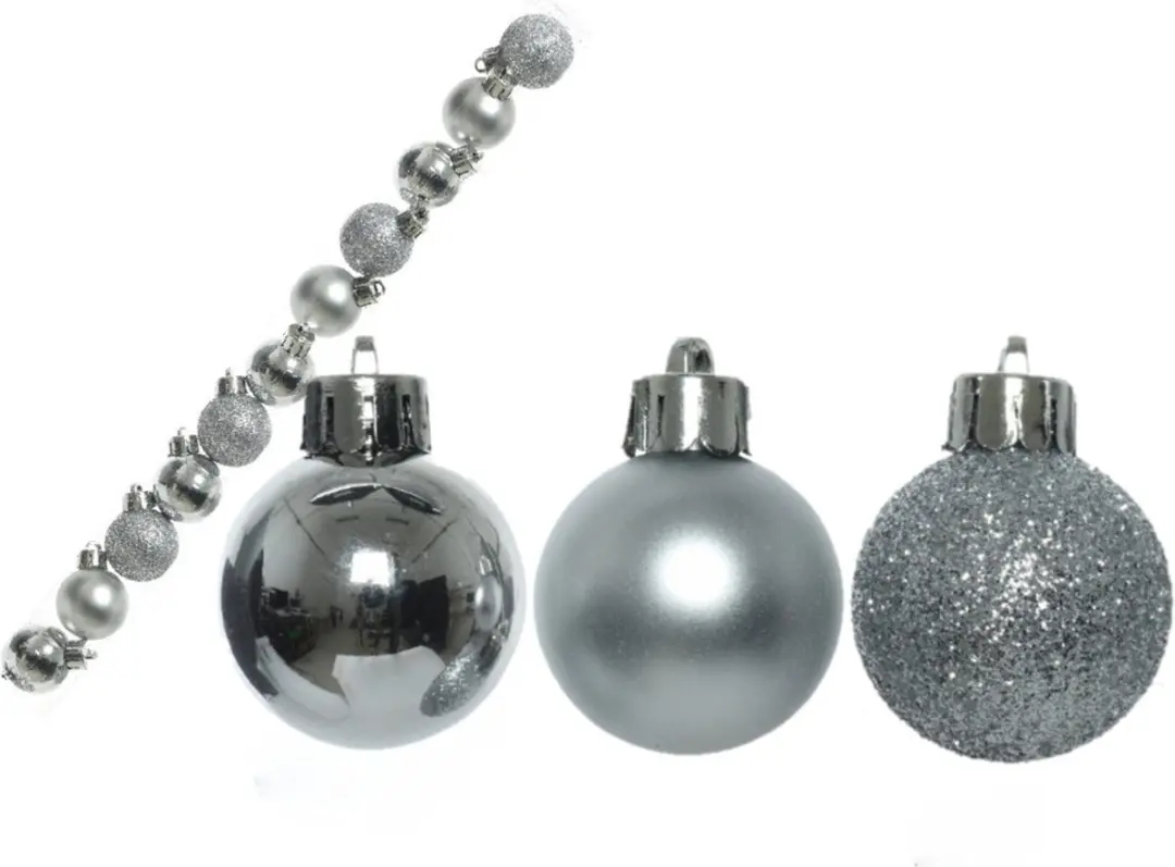 Decoris Kleine kerstballen - 14x stuks - zilver - 3 cm - kunststof - onbreekbaar
