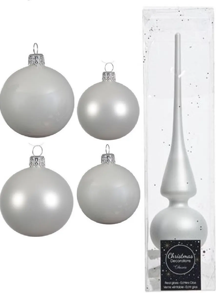 Compleet glazen kerstballen pakket winter wit glans/mat 38x stuks