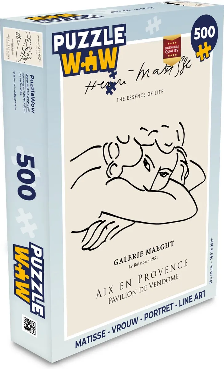 PuzzleWow Matisse Portret Legpuzzel 500 Stuks