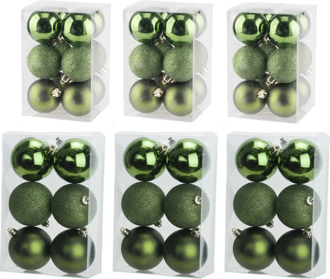 Cosy & Trendy Kerstballen set appelgroen 6 en 8 cm