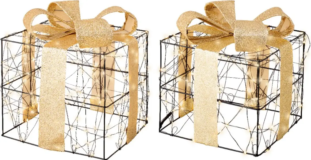 Cadeauset Zwart met Gouden Lint en Strikken