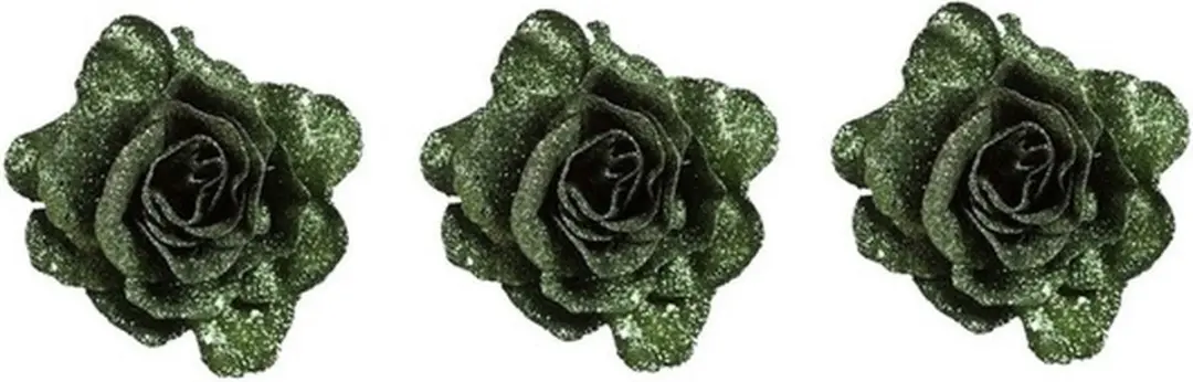 Groene roos met glitters