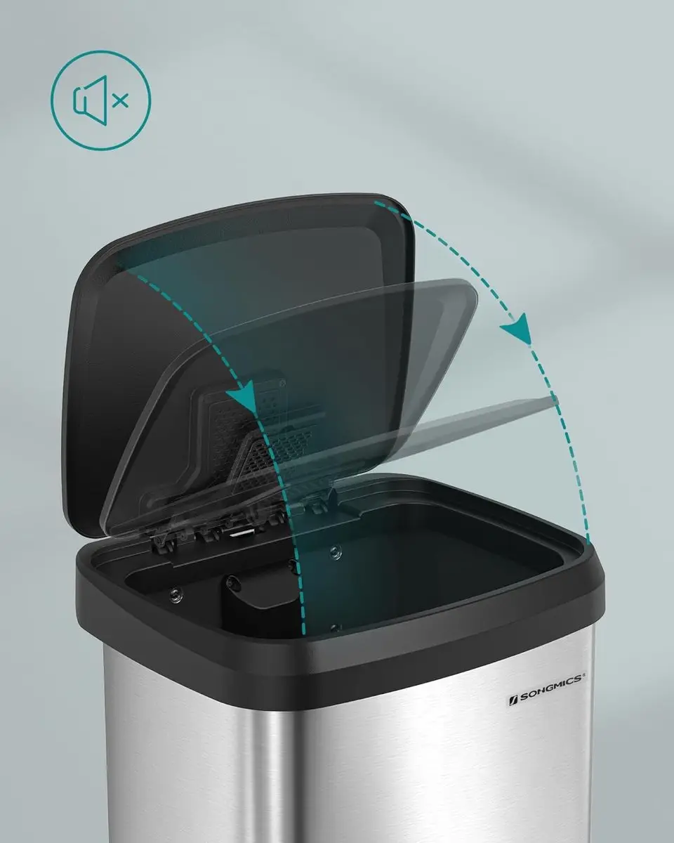 Songmics Afvalemmer Keuken 68L Pedaalemmer Metaal Zilver-Zwart LTB520E68 - afbeelding 5 van 6