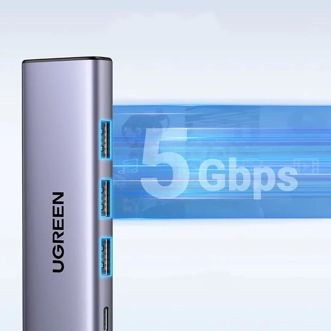 UGREEN CM511 USB-C Hub 5-in-1 - Grijs - afbeelding 6 van 6