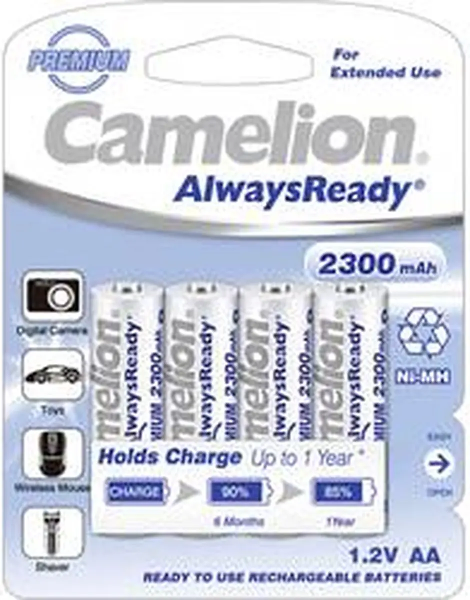 Camelion NH-AA2300ARBP4 Oplaadbare Batterijen - 4x AA 2300mAh - afbeelding 6 van 6