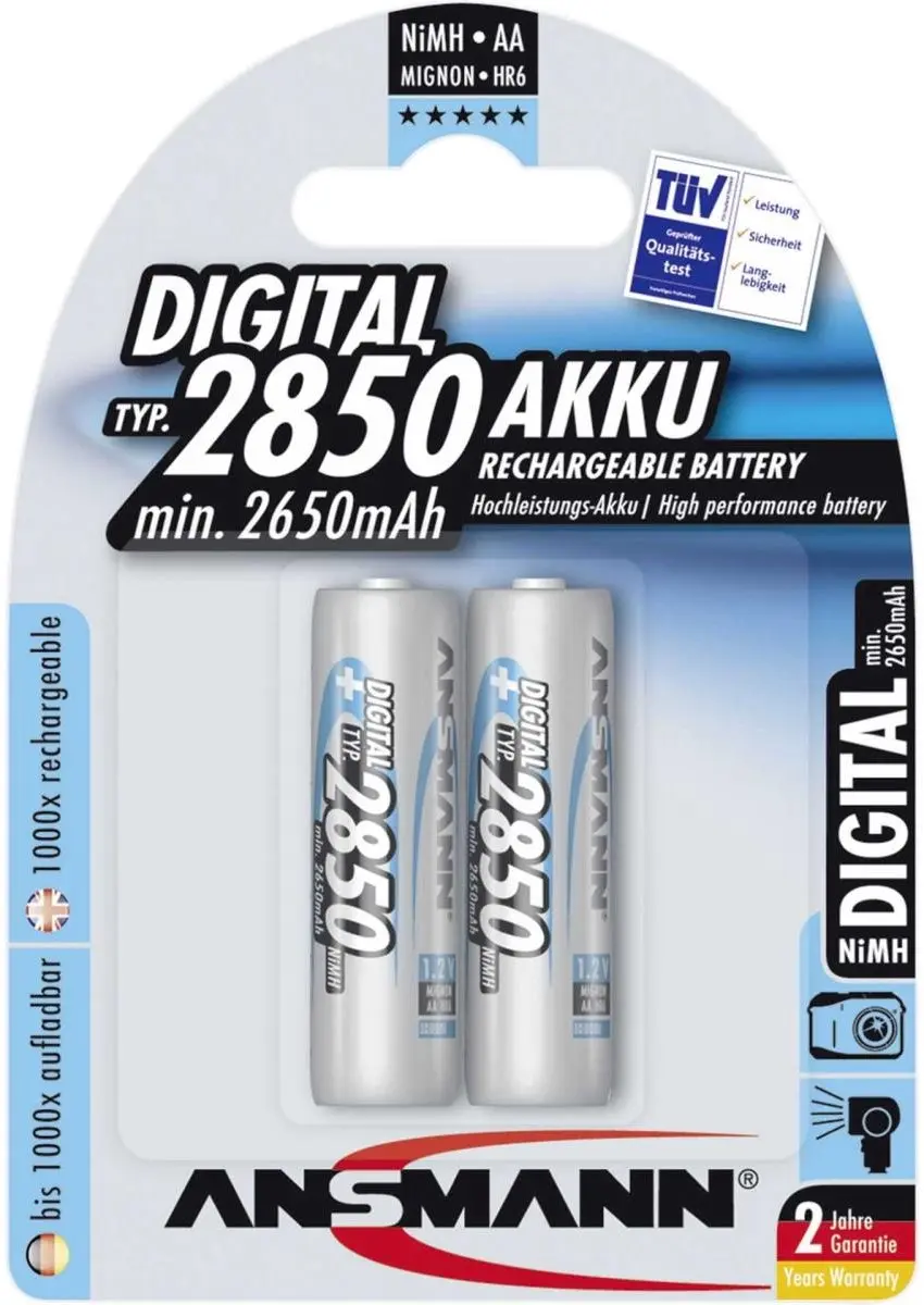 Ansmann Digital HR06 AA NiMH 2850mAh Oplaadbare Batterij - afbeelding 3 van 6