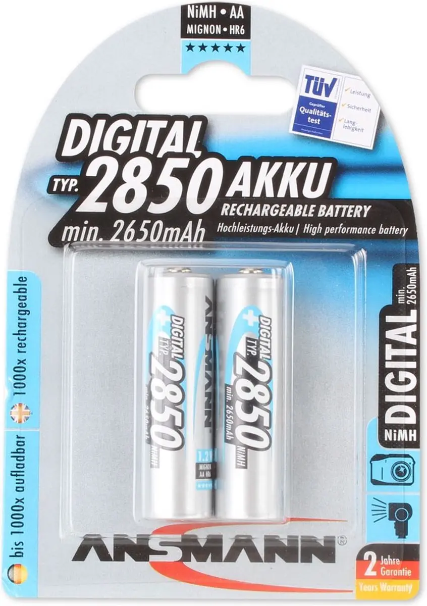 Ansmann Digital HR06 AA NiMH 2850mAh Oplaadbare Batterij