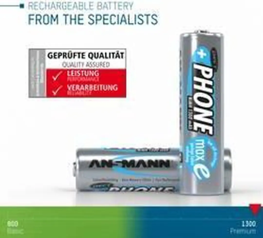 Ansmann DECT maxE HR06 AA NiMH 1300mAh - 2 Stuks - afbeelding 3 van 6