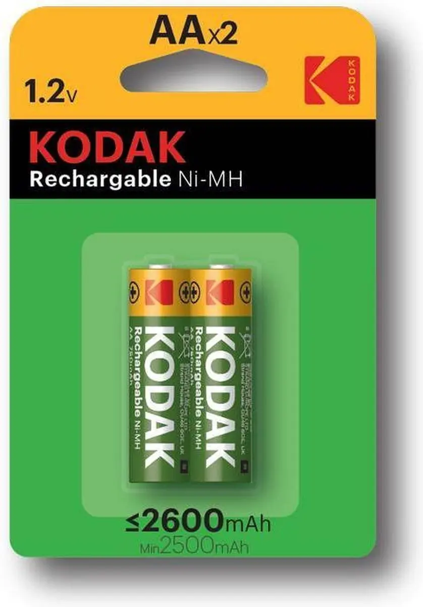 Kodak AA Oplaadbare Batterijen 2600mAh - 2 Stuks - afbeelding 2 van 4